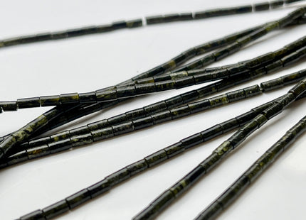 2x4 mm Tube Shape Jasper Gemstone Beads Genuine Dark Green Black Color Jasper Gemstones Loose Spacer Beads 15.5 Inches Strand #3933