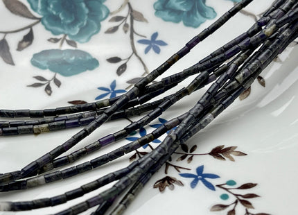 2x4 mm Tube Shape Dragon Jasper Gemstone Beads Genuine Dark Purple Color Jasper Gemstones Loose Spacer Beads 15.5 Inches Strand #3936