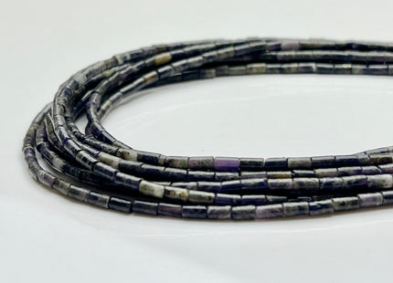 2x4 mm Tube Shape Dragon Jasper Gemstone Beads Genuine Dark Purple Color Jasper Gemstones Loose Spacer Beads 15.5 Inches Strand #3936