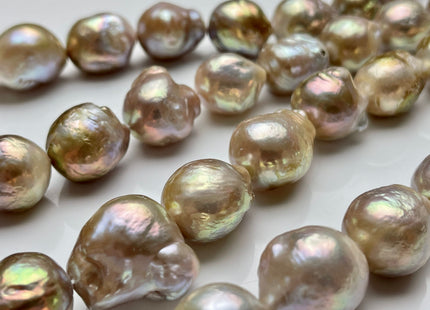 14-17mm AAA Jumbo Natural Color Mauve Pink W/Gold Sheen Baroque Freshwater Pearl Beads Genuine Natural Pearls 23-25 Beads #1052