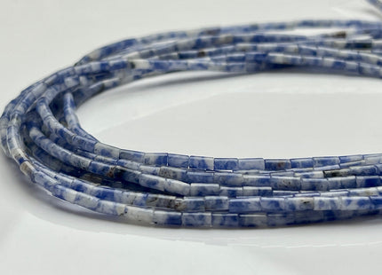 2x4 mm Tube Shape Blue Spot Agate or Malachite Gemstone Beads Genuine Green And Blue Color Gemstones Loose Spacer Beads 15.5 Inches #3939