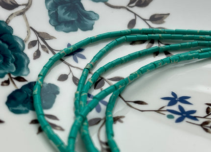 2x4 mm Tube Shape Sea Sediment Gemstone Beads Genuine Cyan Blue And Green Color Gemstones Loose Spacer Beads 15.5 Inches Strand #3941