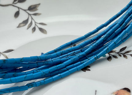 2x4 mm Tube Shape Howlite Gemstone Beads Genuine Turquoise Blue Color Howlite Gemstones Loose Spacer Beads 15.5 Inches Strand #3942