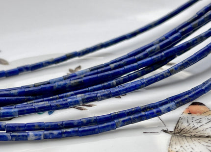 2x4 mm Tube Shape Lapis Gemstone Beads Genuine Multi Blue Lapis Color Gemstones Loose Spacer Beads 15.5 Inches Strand #3944