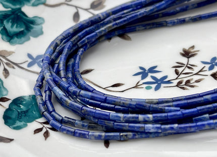 2x4 mm Tube Shape Lapis Gemstone Beads Genuine Multi Blue Lapis Color Gemstones Loose Spacer Beads 15.5 Inches Strand #3944