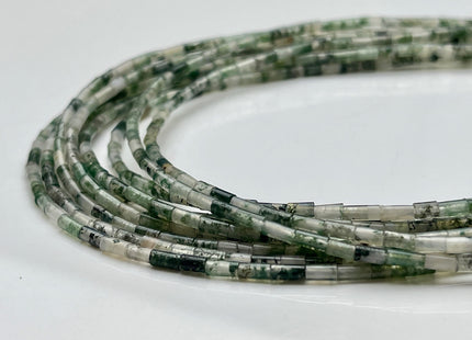 2x4 mm Tube Shape Moss or Crazy Agate Gemstone Beads Genuine Multi Green or Brown Gemstones Loose Spacer Beads 15.5 Inches Strand #3945