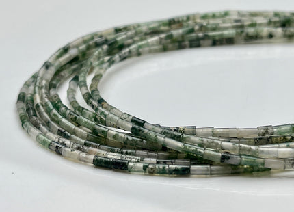 2x4 mm Tube Shape Moss or Crazy Agate Gemstone Beads Genuine Multi Green or Brown Gemstones Loose Spacer Beads 15.5 Inches Strand #3945