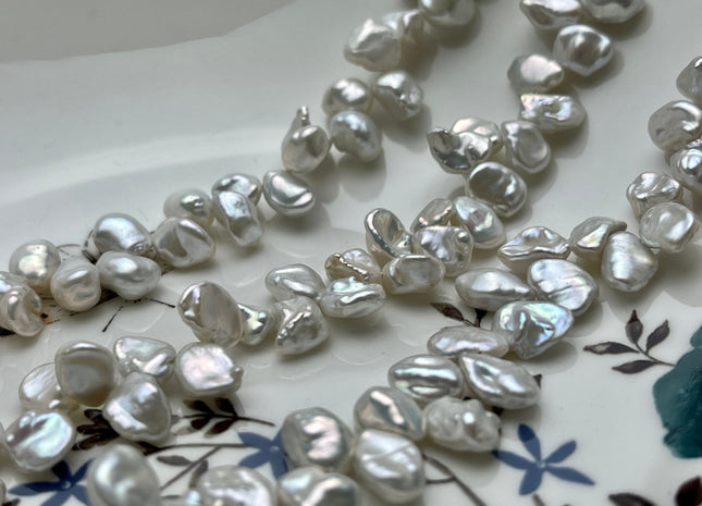 7-8x10 mm AAA Natural White Keshi Freshwater Pearls Top Drilled Keshi Pearl Beads High Luster Natural Cultured Keshi Pearls #1254