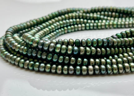 5mm Olive Green Button Freshwater Pearl, Genuine Freshwater Pearl, Dark Green Freshwater Pearls, High Luster Green Pearls #53