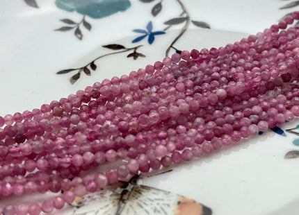 WHOLESALE 2.5-3 mm Natural Color Micro Faceted Round Pink Tourmaline Gemstone Beads Genuine Natural Pink Tourmaline Loose Beads #2364
