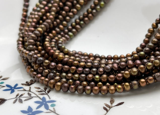 3.5-4 mm AA Chocolate Brown Tiny potato Freshwater Pearl Beads Genuine Dark Brown Small Potato Freshwater Pearls #P1973