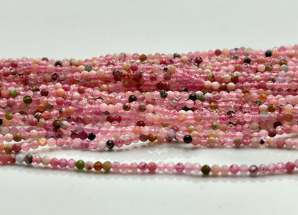 2 mm Natural Faceted Round Tourmaline Color Quartz Gemstone Beads 15.5 Inches Strand #3951