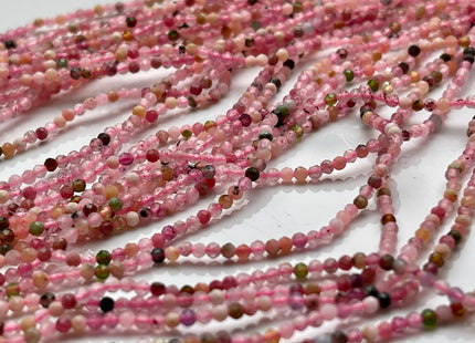 2 mm Natural Faceted Round Tourmaline Color Quartz Gemstone Beads 15.5 Inches Strand #3951