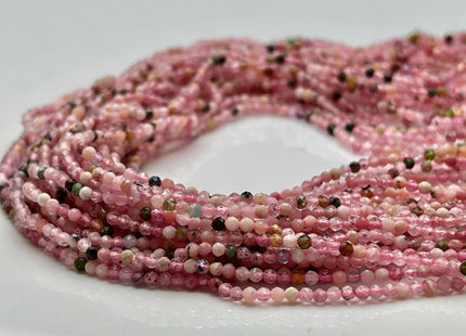2 mm Natural Faceted Round Tourmaline Color Quartz Gemstone Beads 15.5 Inches Strand #3951