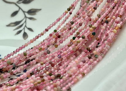 2 mm Natural Faceted Round Tourmaline Color Quartz Gemstone Beads 15.5 Inches Strand #3951