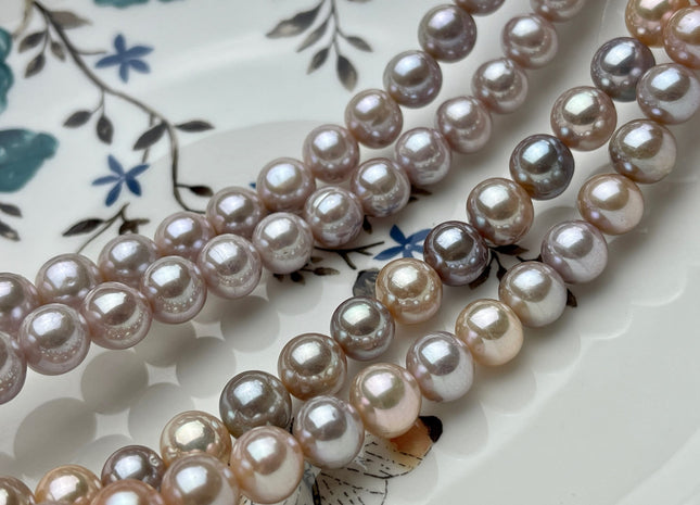 8-9.5 mm AAA Rare Extra Shiny Natural Mauve or Multi Mixed Pink Potato Freshwater Pearl Bead Genuine High Luster Quality Bridal Pearl #P1964