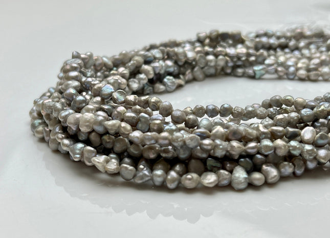 5 mm AA Gray Color Keshi Nugget Freshwater Pearl Beads Center Drilled Keshi Pearls Genuine Freshwater Tiny Keshi Nugget Pearls #P1977