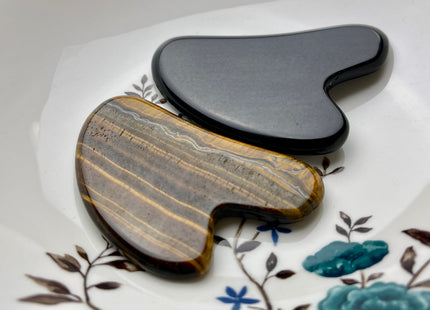 50x70-80 mm Gua Sha Body And Facial Massage Tool Green Aventurine, Black Obsidian, Brown Tiger Eye Premium Gemstones #4001