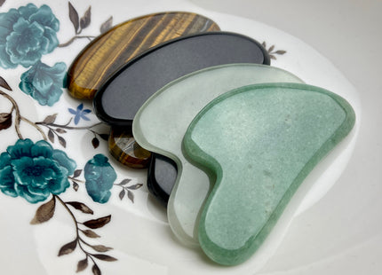 50x70-80 mm Gua Sha Body And Facial Massage Tool Green Aventurine, Black Obsidian, Brown Tiger Eye Premium Gemstones #4001