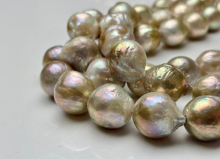 13-16 mm AAA Rare Jumbo Natural Champagne Seaweed Pink Color Baroque Freshwater Pearl Beads Genuine Color Large Baroque Pearls #P1954