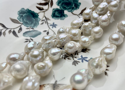11x16-13x20 mm AAAA Natural White Baroque Pearl Beads Genuine Natural Freshwater Tear Drop Shape Baroque Flame Ball Pearls 23 Beads #P1955