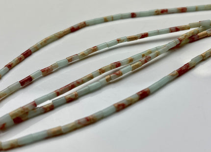 2x4 mm Tube Shape Impression And Sea Sediment Jasper Gemstone Beads Genuine Blue Purple Green Jasper Gemstones Loose Spacer Beads #3938