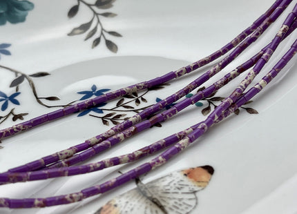 2x4 mm Tube Shape Impression And Sea Sediment Jasper Gemstone Beads Genuine Blue Purple Green Jasper Gemstones Loose Spacer Beads #3938
