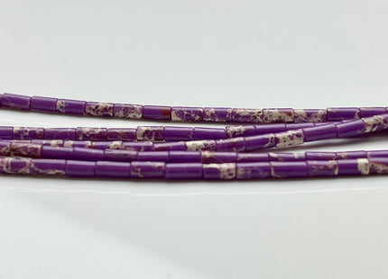 2x4 mm Tube Shape Impression And Sea Sediment Jasper Gemstone Beads Genuine Blue Purple Green Jasper Gemstones Loose Spacer Beads #3938