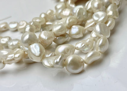 13-15 mm AAA Half Strand High Luster Natural White Keshi Nugget Freshwater Pearl Beads Large Hole Size 2.1mm 14 Pieces #P1952