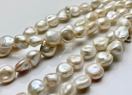 13-15 mm AAA Half Strand High Luster Natural White Keshi Nugget Freshwater Pearl Beads Large Hole Size 2.1mm 14 Pieces #P1952