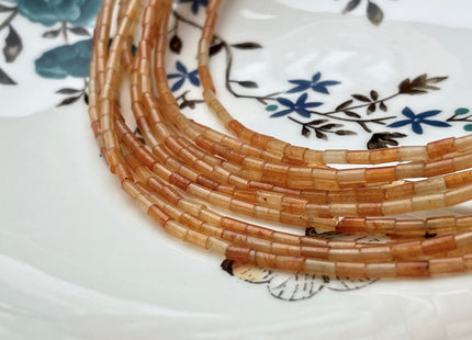 2x4 mm Tube Shape Aventurine Gemstone Beads Genuine Pink Orange Color Aventurine Gemstones Loose Spacer Beads 15.5 Inches Strand #3935