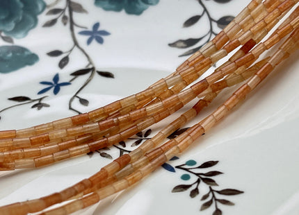 2x4 mm Tube Shape Aventurine Gemstone Beads Genuine Pink Orange Color Aventurine Gemstones Loose Spacer Beads 15.5 Inches Strand #3935