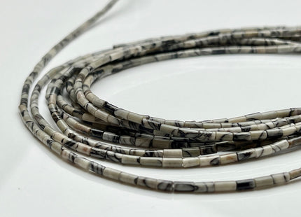 2x4 mm Tube Shape Black Web Jasper Gemstone Beads Genuine Black White Color Jasper Gemstones Loose Spacer Beads 15.5 Inches Strand #3931