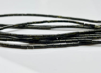 2x4 mm Tube Shape Jasper Gemstone Beads Genuine Dark Green Black Color Jasper Gemstones Loose Spacer Beads 15.5 Inches Strand #3933
