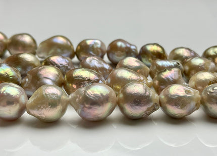 14-17mm AAA Jumbo Natural Color Mauve Pink W/Gold Sheen Baroque Freshwater Pearl Beads Genuine Natural Pearls 23-25 Beads #1052