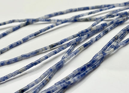 2x4 mm Tube Shape Blue Spot Agate or Malachite Gemstone Beads Genuine Green And Blue Color Gemstones Loose Spacer Beads 15.5 Inches #3939