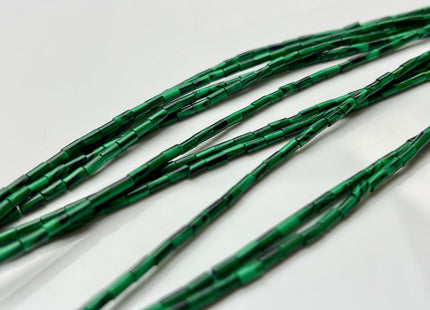 2x4 mm Tube Shape Blue Spot Agate or Malachite Gemstone Beads Genuine Green And Blue Color Gemstones Loose Spacer Beads 15.5 Inches #3939