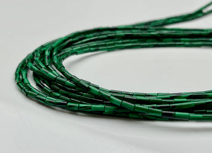 2x4 mm Tube Shape Blue Spot Agate or Malachite Gemstone Beads Genuine Green And Blue Color Gemstones Loose Spacer Beads 15.5 Inches #3939