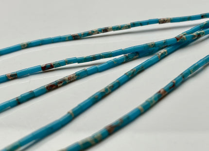 2x4 mm Tube Shape Sea Sediment Gemstone Beads Genuine Cyan Blue And Green Color Gemstones Loose Spacer Beads 15.5 Inches Strand #3941