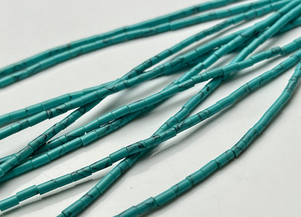 2x4 mm Tube Shape Howlite Gemstone Beads Genuine Turquoise Blue Color Howlite Gemstones Loose Spacer Beads 15.5 Inches Strand #3942