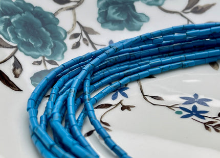 2x4 mm Tube Shape Howlite Gemstone Beads Genuine Turquoise Blue Color Howlite Gemstones Loose Spacer Beads 15.5 Inches Strand #3942