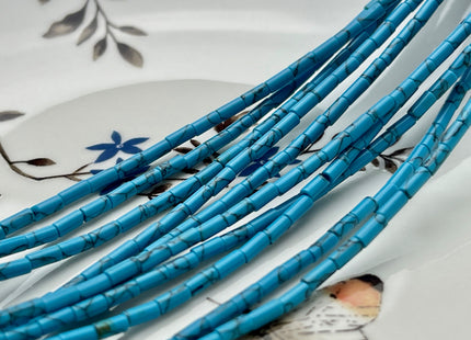 2x4 mm Tube Shape Howlite Gemstone Beads Genuine Turquoise Blue Color Howlite Gemstones Loose Spacer Beads 15.5 Inches Strand #3942
