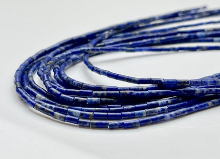 2x4 mm Tube Shape Lapis Gemstone Beads Genuine Multi Blue Lapis Color Gemstones Loose Spacer Beads 15.5 Inches Strand #3944