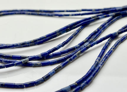 2x4 mm Tube Shape Lapis Gemstone Beads Genuine Multi Blue Lapis Color Gemstones Loose Spacer Beads 15.5 Inches Strand #3944