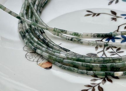 2x4 mm Tube Shape Moss or Crazy Agate Gemstone Beads Genuine Multi Green or Brown Gemstones Loose Spacer Beads 15.5 Inches Strand #3945
