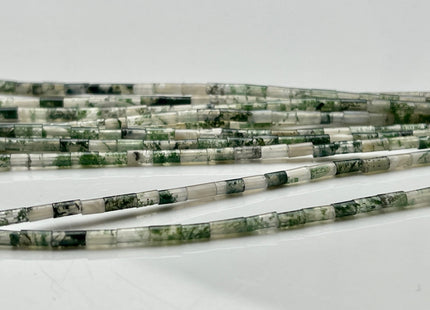 2x4 mm Tube Shape Moss or Crazy Agate Gemstone Beads Genuine Multi Green or Brown Gemstones Loose Spacer Beads 15.5 Inches Strand #3945