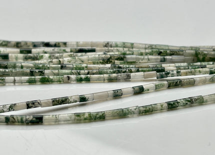 2x4 mm Tube Shape Moss or Crazy Agate Gemstone Beads Genuine Multi Green or Brown Gemstones Loose Spacer Beads 15.5 Inches Strand #3945