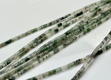 2x4 mm Tube Shape Moss or Crazy Agate Gemstone Beads Genuine Multi Green or Brown Gemstones Loose Spacer Beads 15.5 Inches Strand #3945