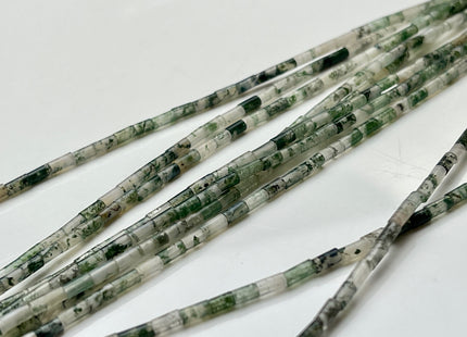 2x4 mm Tube Shape Moss or Crazy Agate Gemstone Beads Genuine Multi Green or Brown Gemstones Loose Spacer Beads 15.5 Inches Strand #3945