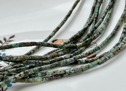 2x4 mm Tube Shape White or Africa Turquoise Gemstone Beads Genuine White Multi Green Gemstones Loose Spacer Beads 15.5 Inches Strand #3947